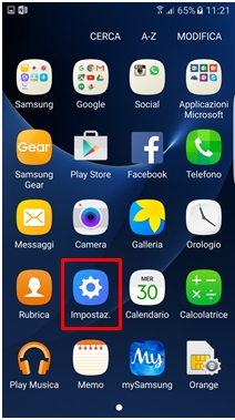 Premi su Impostazioni