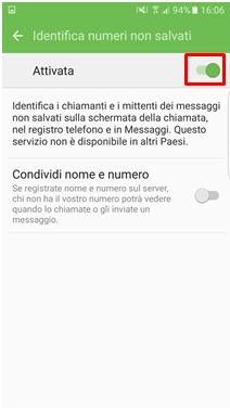 Attiva questa funzione trascinando sul’intterutore