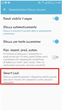 Premi su Smart Lock