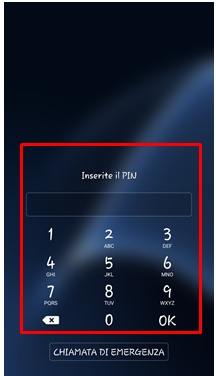 password o pin prima di effetuare lo sblocco