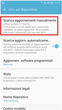 Scarica aggiornamenti manualmente