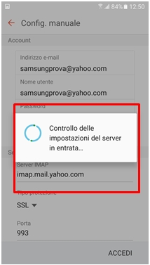 Controlo de la impostazioni delle server in entrata