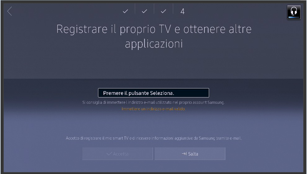 Registrare il propio Tv e ottenere altre applicazioni