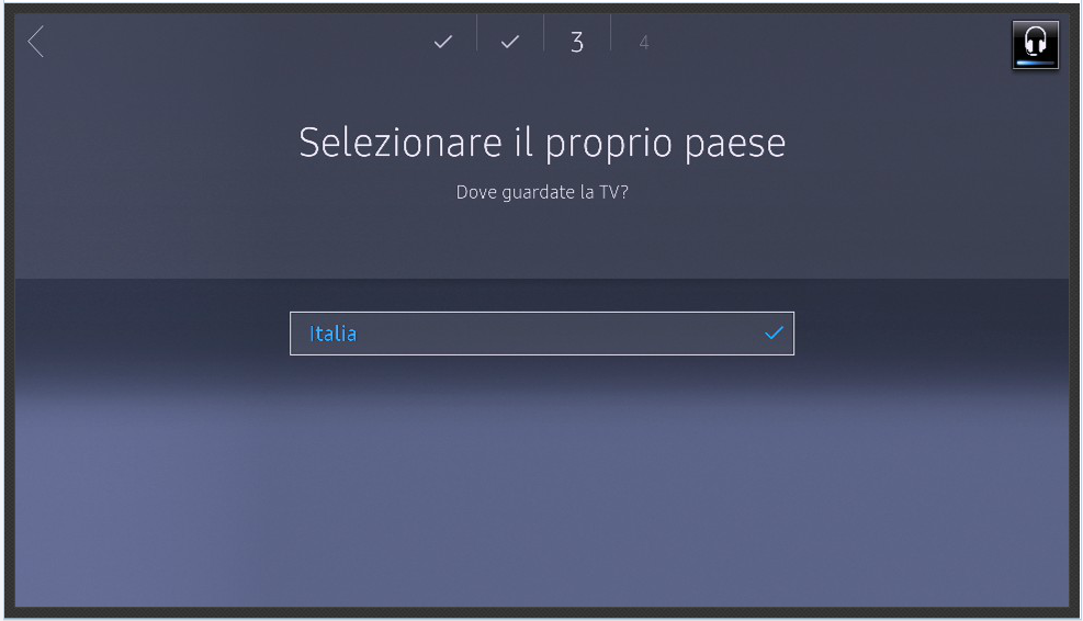 Selezionare il propio paese