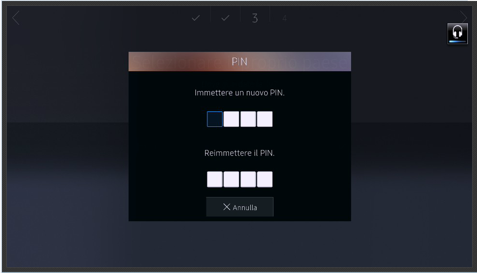Schermata di inserimento del PIN