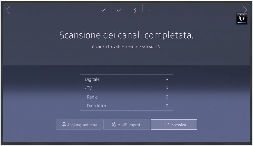 Scansione dei canali completata
