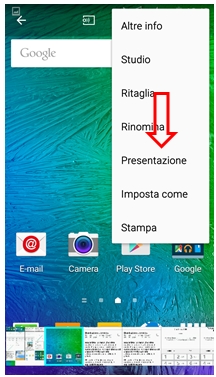 Menù accesso rapido