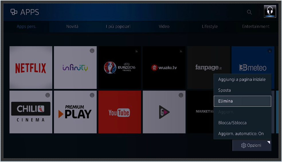 Verrà visualizzato un menu a tendina, quindi scegliere opzione Elimina