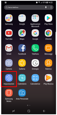 Vai sull'applicazione Impostazioni