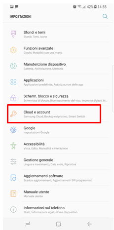 Selezioni la voce Cloud e Account
