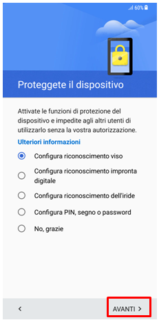 Proteggete il dispositivo