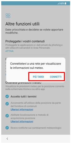 Conferma la connessione a una rete