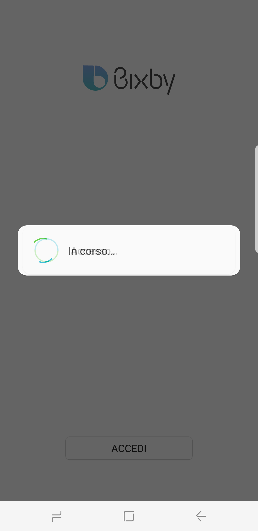 Accedi in corso Bixby