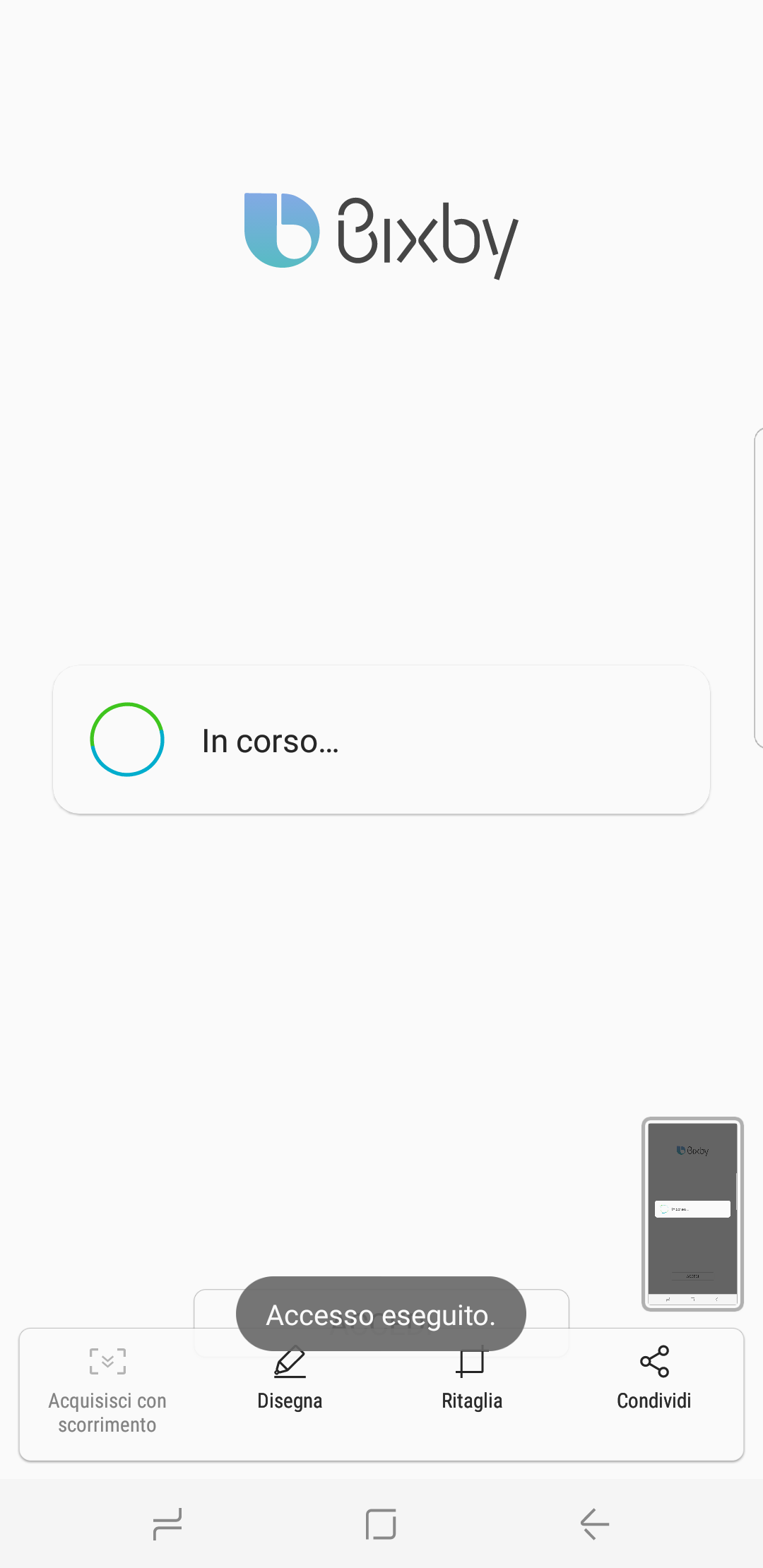 acceso eseguito Bixby