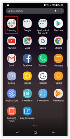 Apri la cartella Samsung (gia` presente all`avvio del telefono) e successivamente, vai ad aprire l`applicazione “Samsung Connect”