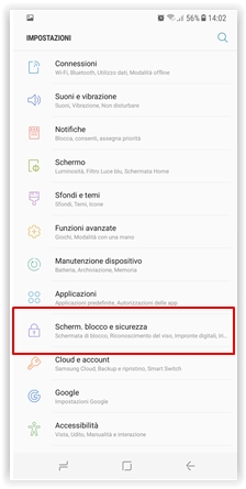 scherm. blocco e sicurezza