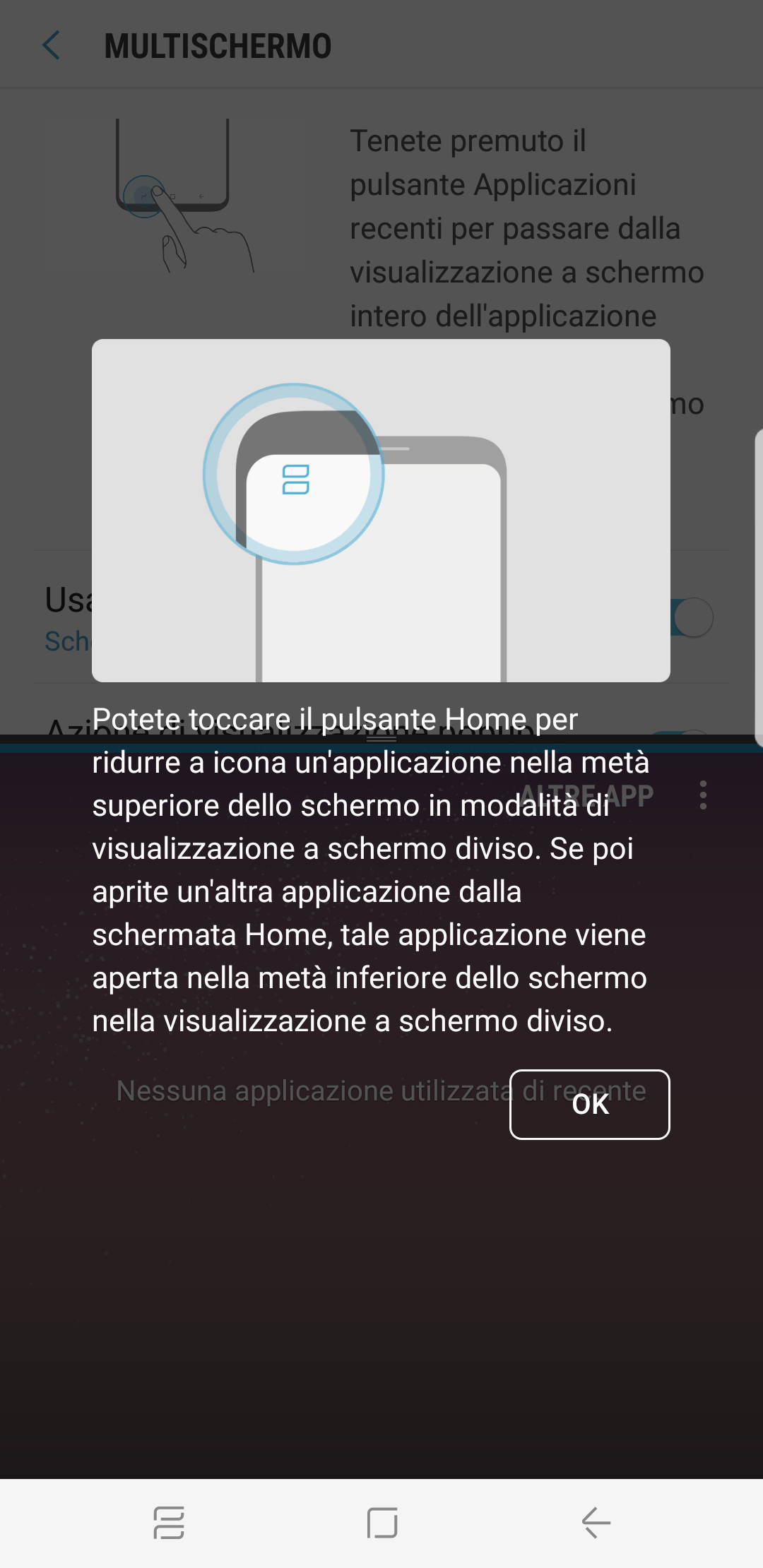 Puoi toccare il pulsante Home