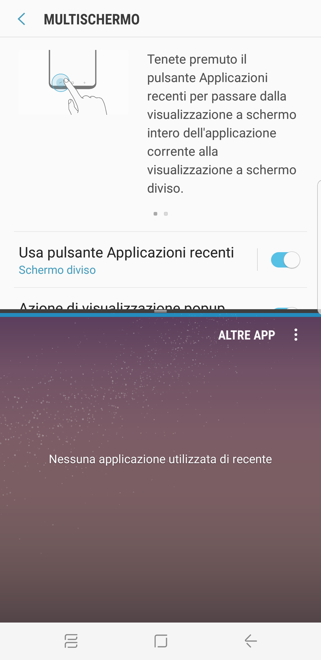 Se poi apri un'altra applicazione dalla schermata Home