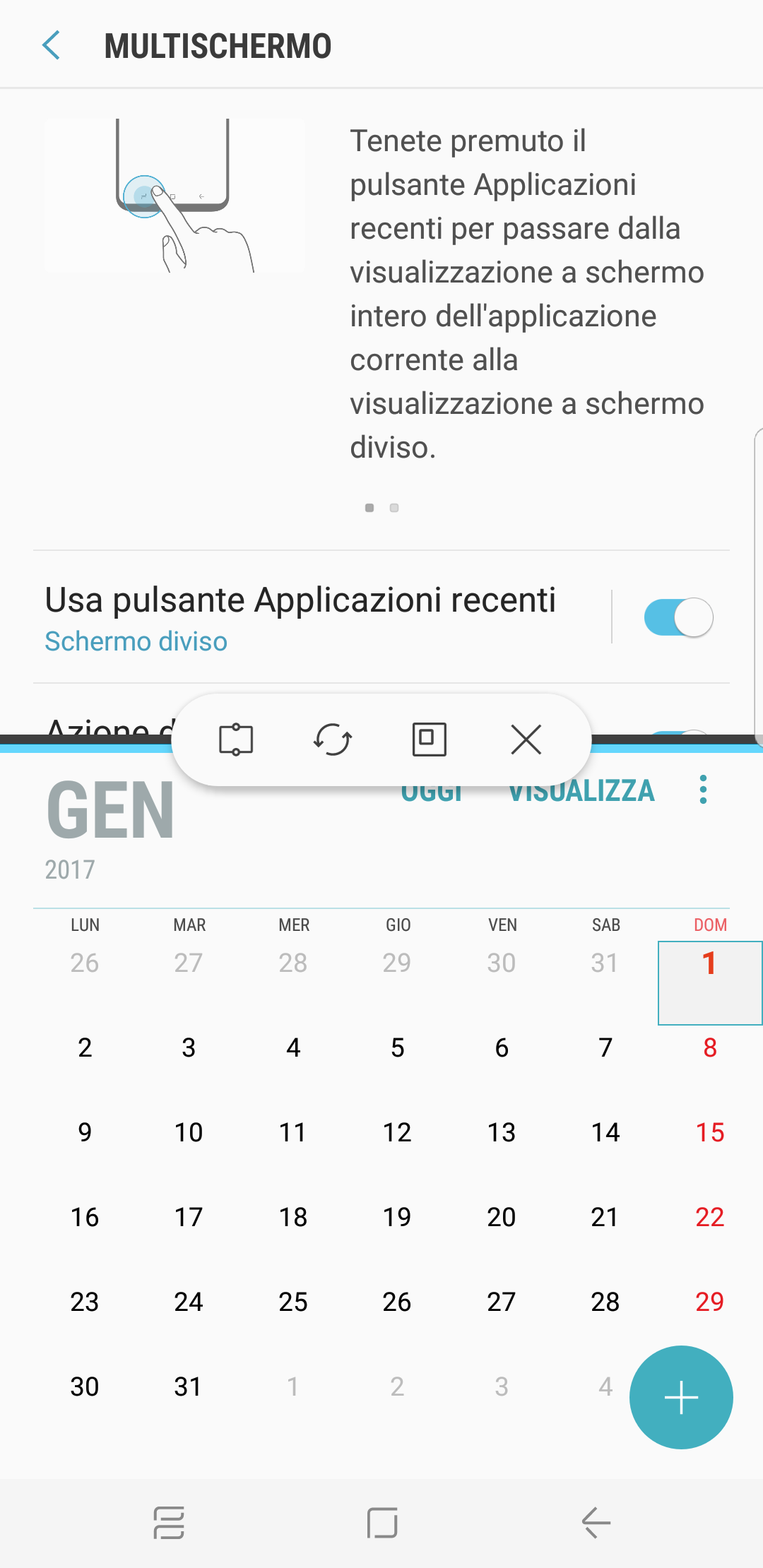 Usa pulsante Applicazioni recenti