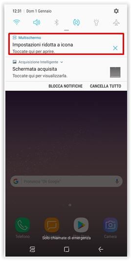Impostazioni ridotta a icona