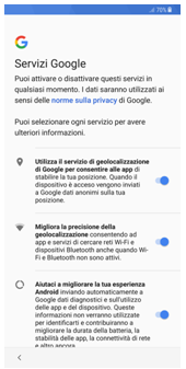 Attiva i servizi Google