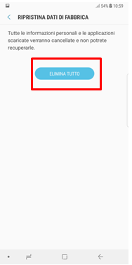e conferma elimina tutto