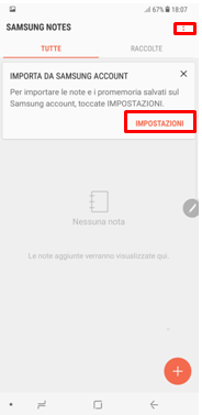 Importa da Samsung Account
