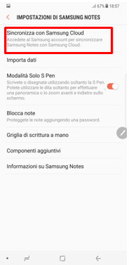 Sincronizza con Samsung Cloud