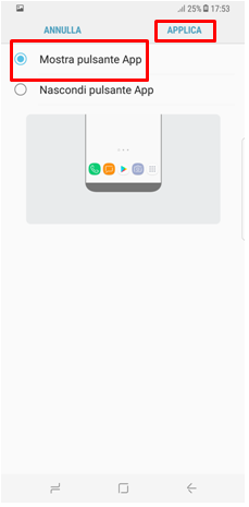 ”Mostra pulsante App ”
