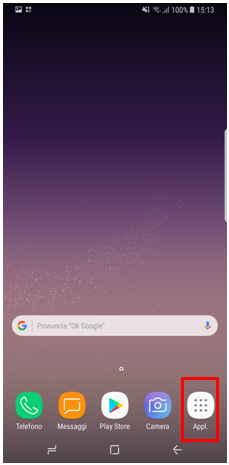 puoi accedere alla schermata App