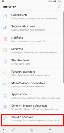 selezioni la voce “Cloud e Account”