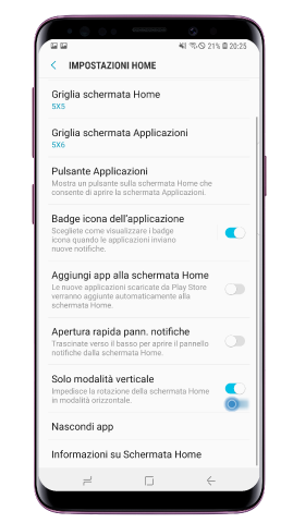 Disabilita l’opzione Solo modalità verticale
