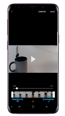 Trascina le parentesi di apertura e chiusura del segmento video per selezionare la sequenza e clicca l’azione desiderata