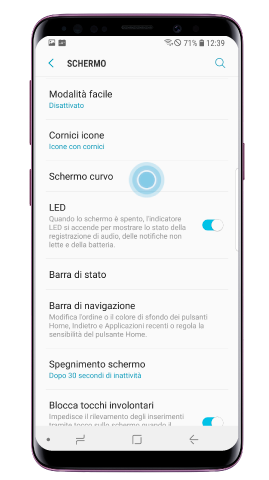 Clicca “Schermo curvo”