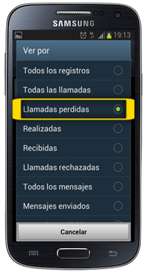 ¿Cómo eliminar una llamada del registro en un Galaxy S4(I9500)?