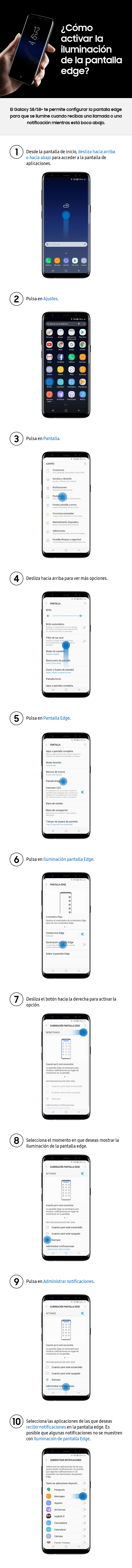 ¿Cómo activar la iluminación de la pantalla Edge?