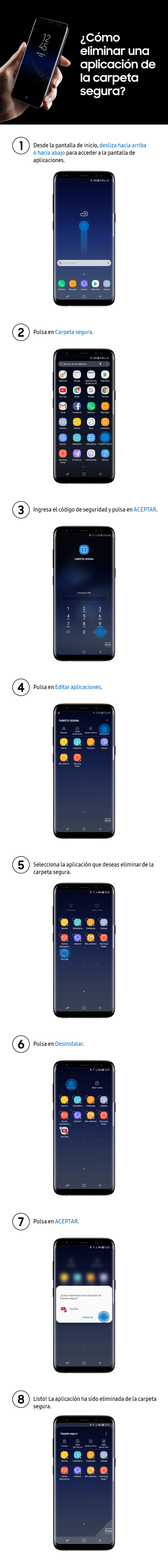 ¿Cómo eliminar una aplicación de la carpeta segura?