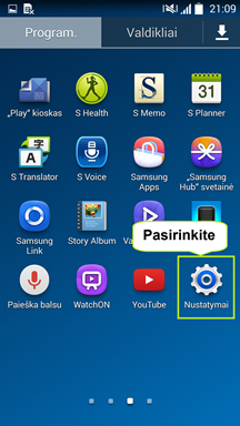 Pasirinkite Nustatymai