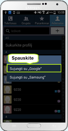 Spauskite „Sujungti su Google”