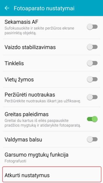 Nustatymuose pasirinkite – atkurti nustatymus