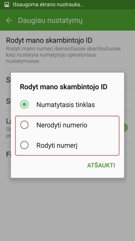 Atsiradusioje lentelėje pasirinkite jūsų norimą funkciją