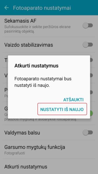 Nuspauskite – nustatyti iš naujo