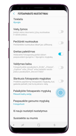 Peržiūros ekrane bakstelėkite nustatymų piktogramą2