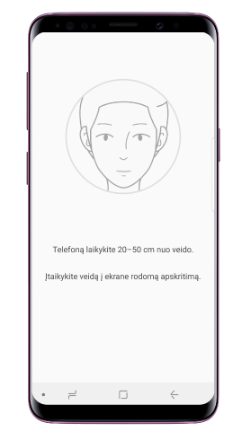 Užregistruokite savo veidą ir raineles vadovaudamiesi instrukcijomis2