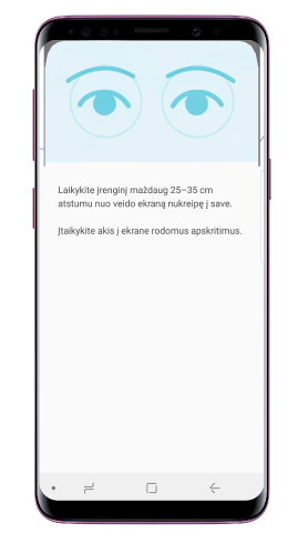 Užregistruokite savo veidą ir raineles vadovaudamiesi instrukcijomis4