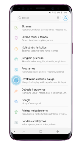 Bakstelėkite „Lock screen and security“