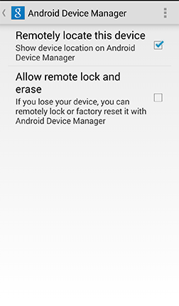 Android Device Manager įjungimas
