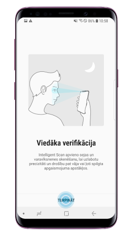 Reģistrē savu seju un acs varavīksneni atbilstoši norādījumiem”1