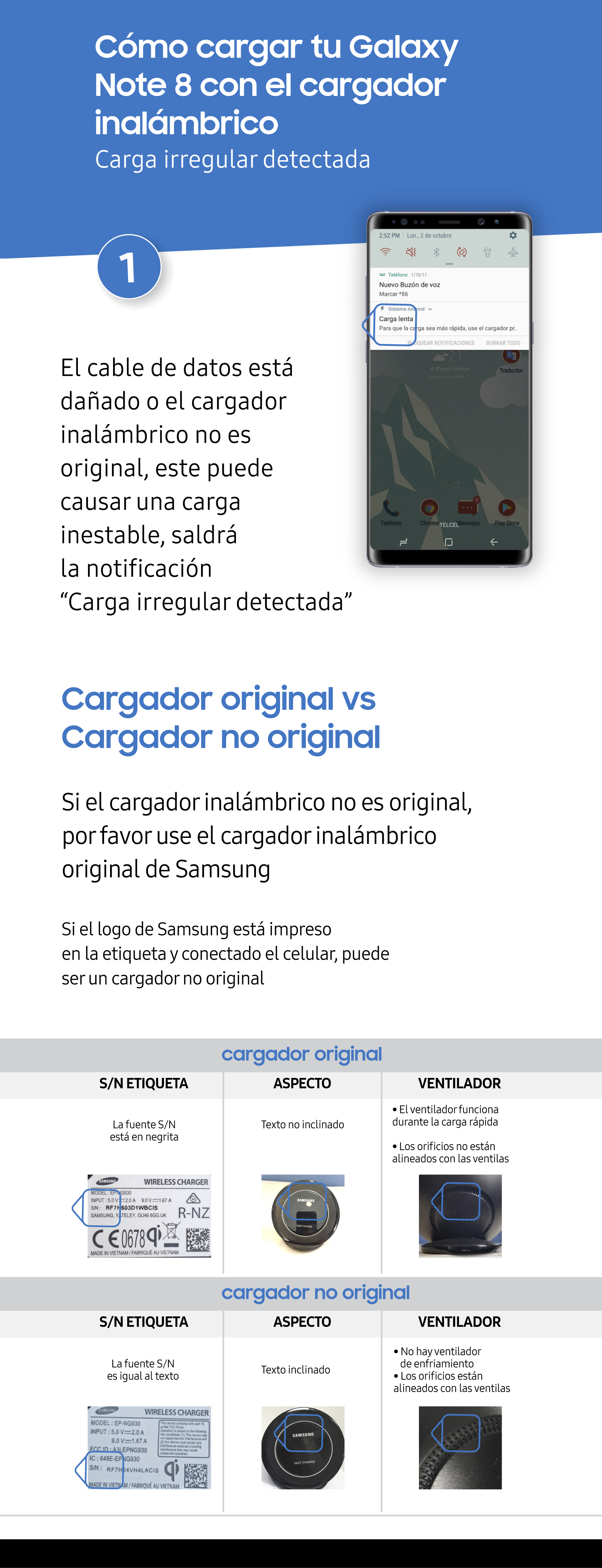 ¿Cómo cargar tu Galaxy Note8 con cargador inalámbrico?