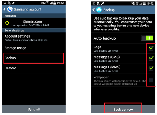 Sauvegardez vos données via votre compte Samsung